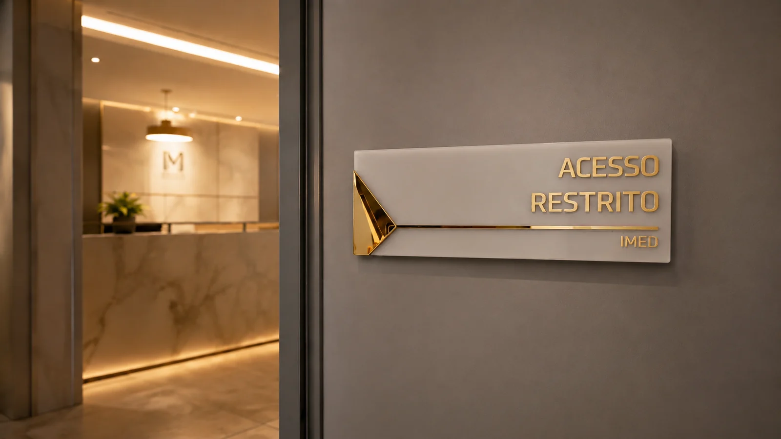 Depois — porta com a placa instalada